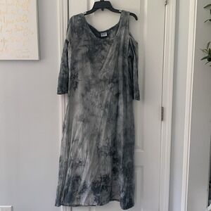 Oh My Gauze! Paulene Cold Shoulder Maxi  Cotton Dress gray size M